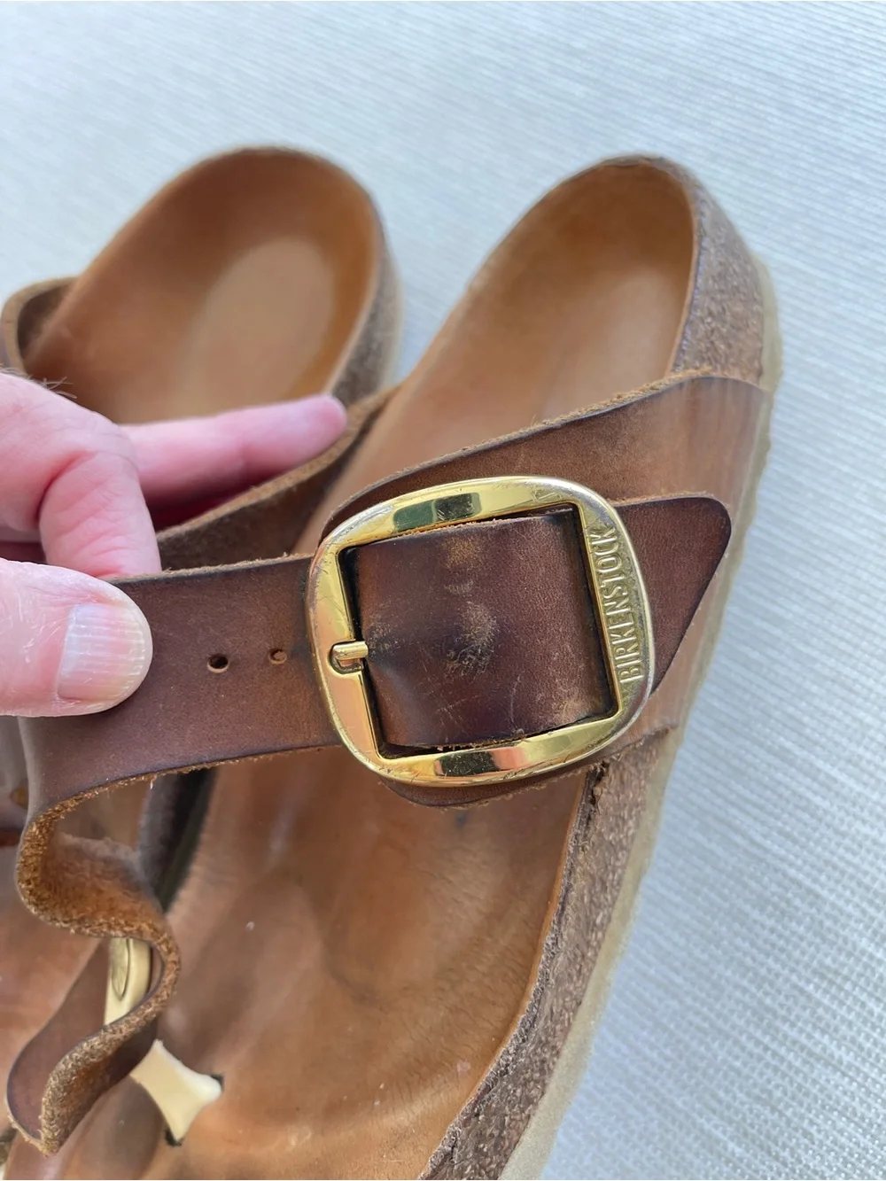 Gizeh Brown Leather Big Buckle Sandal Birkenstock Size 36/5.5